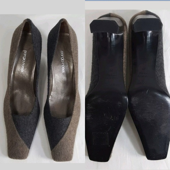 Sergio Rossi EU 37 US 7 Gray Color Block 2.5" Heel Pumps Corpcore Career Classic - Picture 3 of 8